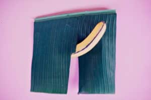 A blue jean and banana illustration of how to get a bigger penis